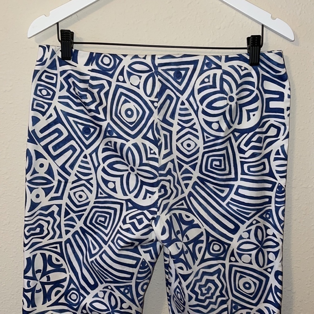 Lafayette NY 148 Blue & White High Waisted Cropped Pants Sz. 8 - Picture 7 of 14